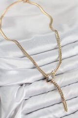 Pirinç Asansörlü Yılan Model Gold Renk Kadın Kolye