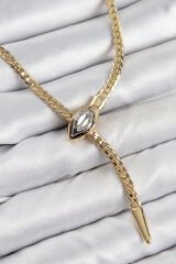 Pirinç Asansörlü Yılan Model Gold Renk Kadın Kolye