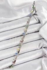 316L Çelik Gümüş Renk Karışık Renkli Kristal Taşlı Kadın Bileklik