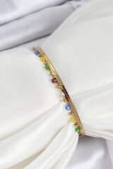 316L Çelik Gold Renk Karışık Renkli Kristal Taşlı Kadın Bileklik