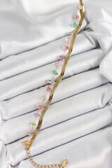 316L Çelik Gold Renk Kristal Karışık Renkli Taşlı Kadın Bileklik