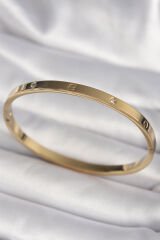 316L Çelik Gold Renk Zirkon Taşlı Model Kadın Bilezik