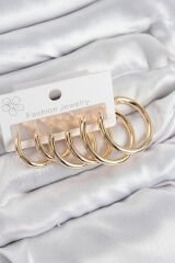 Pirinç Halka Model Gold Renk Kadın Set Küpe