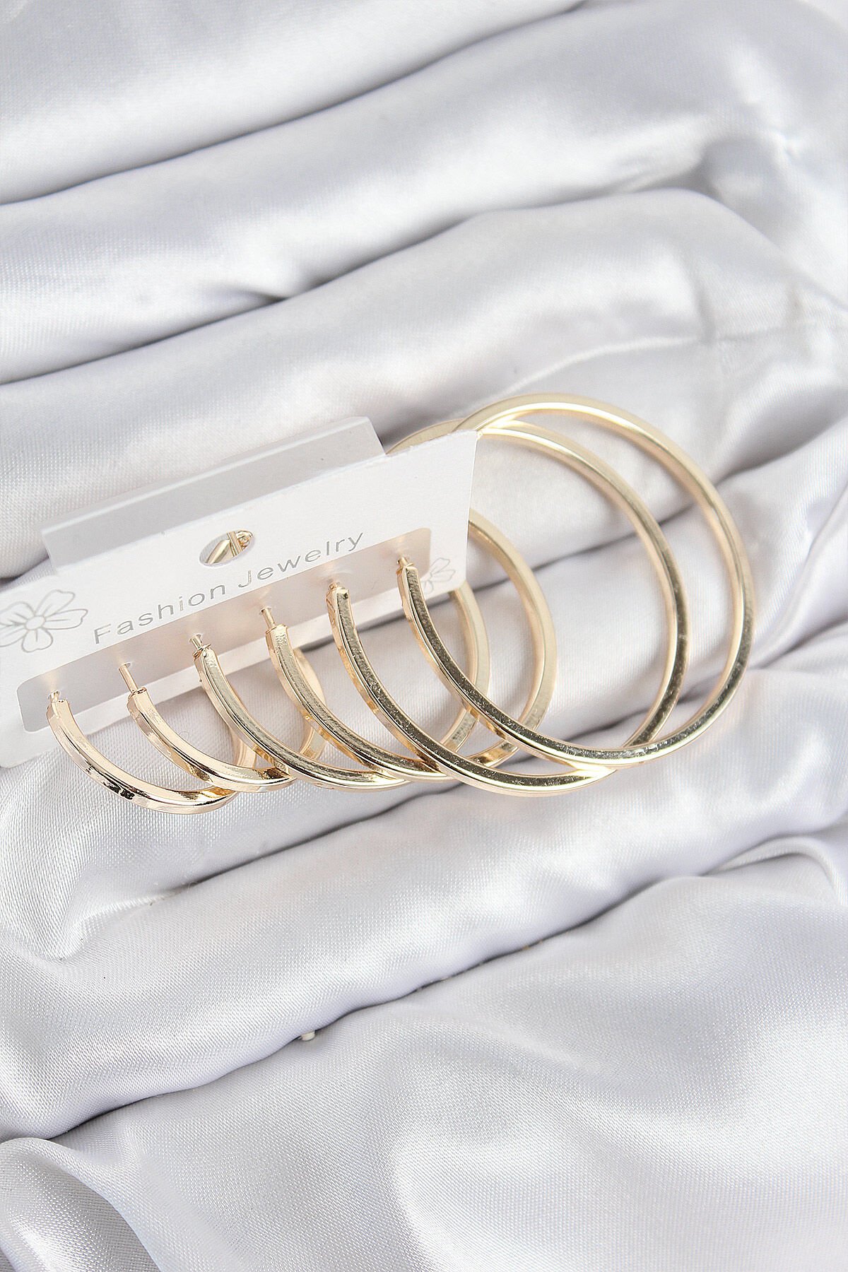 Pirinç Halka Model Gold Renk Kadın Set Küpe