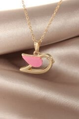 Sedefli Pembe Renk Kuş Kolye
