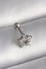 316L Çelik Gümüş Renk Zirkon Taşlı Yıldız Model Tragus Piercing