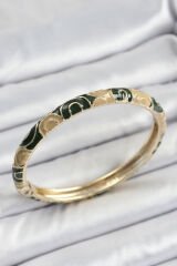 Mineli Pirinç Siyah ve Kahverengi Motifli Kadın Kelepçe