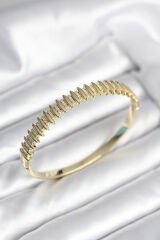 Gold Renk Zirkon Taşlı Pirinç Kadın Kelepçe