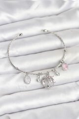 Hayat Ağacı Charmlı Gümüş Renk Pirinç Kadın Bileklik