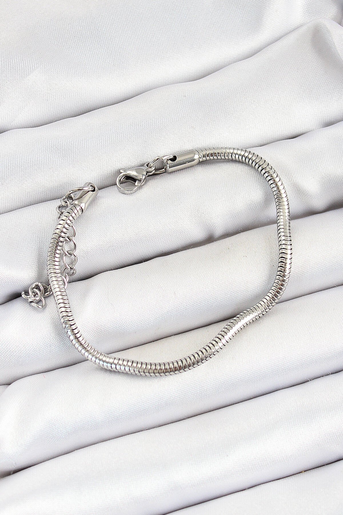 316L Çelik Gümüş Renk Kalın Yılan Zincir Erkek Bileklik