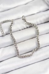 316L Çelik Gümüş Renk Örgü Zincir Erkek Bileklik