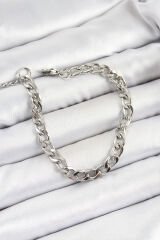 316L Çelik Gümüş Renk Kalın Zincir Erkek Bileklik