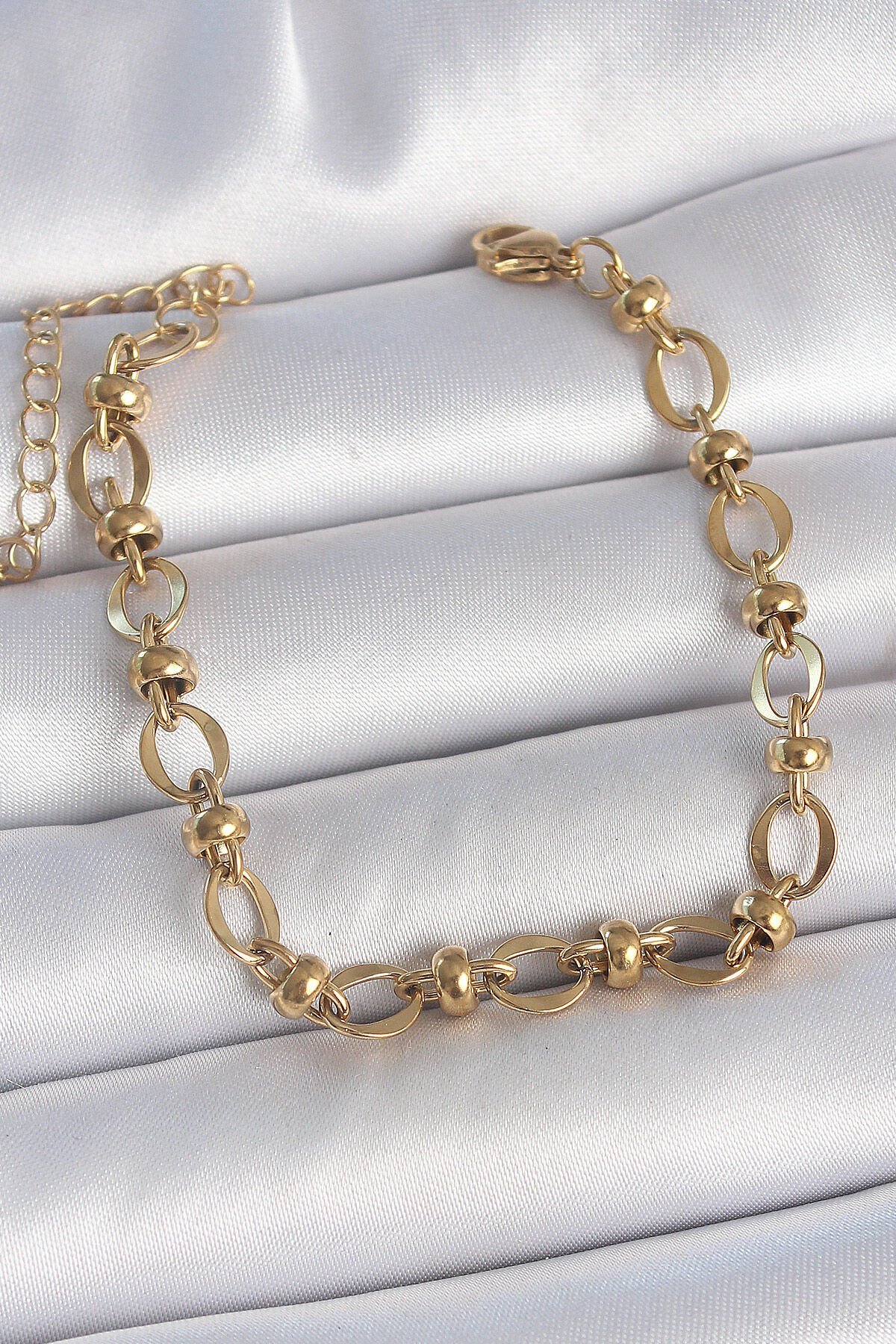 316L Çelik Gold Renk Topçuk Halka Zincir Model Kadın Bileklik