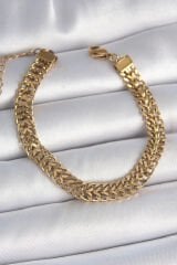 316L Çelik Gold Renk Hasır Zincir Model Kadın Bileklik