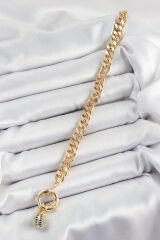 Pirinç Sıralı Ok Model Zirkon Taşlı Gold Renk VİP Seri Kadın Bileklik