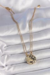 316L Çelik Gold Renk Zincir Zirkon Taşlı Ying Yang Model Gün Batımı İşlemeli Arkadaşlık Kadın Kolye
