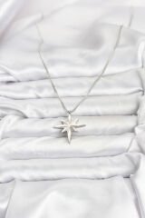 316L Çelik Zincir Gümüş Renk Kutup Yıldızı Model 60 cm Zincir Kadın Kolye